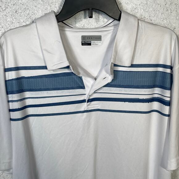 PGA TOUR Men's Athletic Fit Terrain Print Short Polo Shirt Bright white XXL - Picture 2 of 7